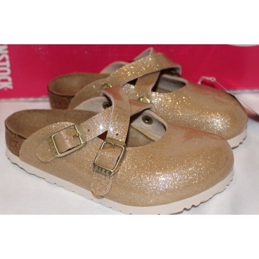 Birkenstock‎ Girls Dorian Metallic Glittery Gold Slip On Clogs - Picture 5 of 6